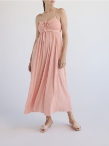 Sukienka midi na ramiączkach - jasnopomarańczowy