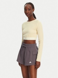 adidas Bluzka Ribbed JD0013 Beżowy Slim Fit