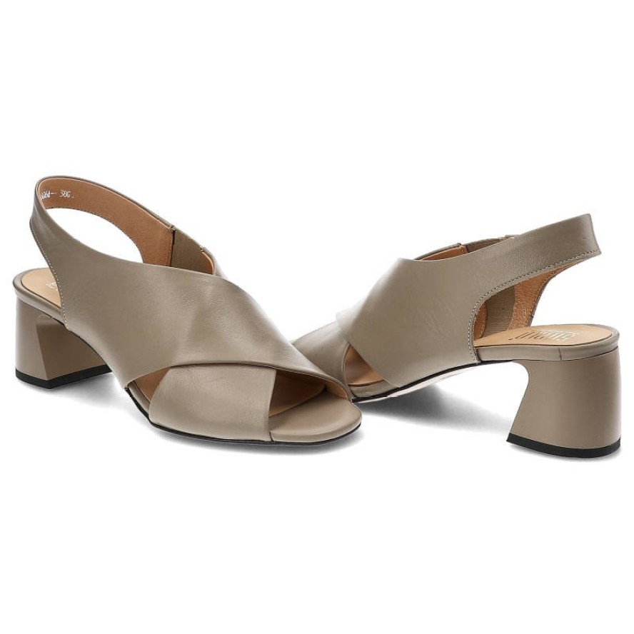Beżowe Sandały Simen Eleganckie Skórzane Buty