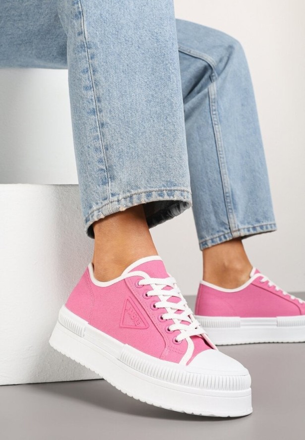 Fuksjowe Trampki na Platformie z Naszywką na Boku Alimiora