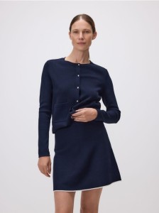 Spódnica mini z wiskozą - granatowy