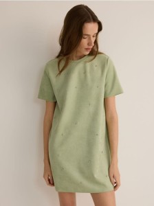 Sukienka mini z aplikacjami - jasnozielony