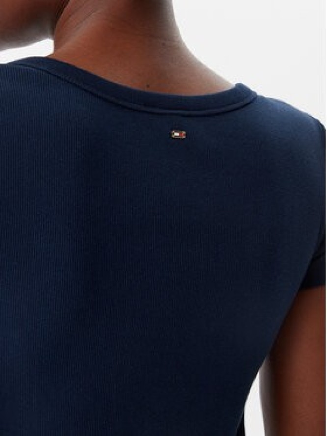 Tommy Hilfiger Sukienka codzienna Henley WW0WW43864 Granatowy Slim Fit