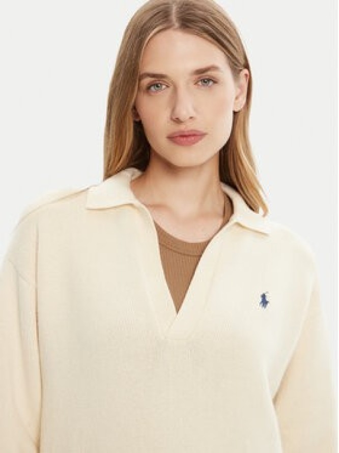 Polo Ralph Lauren Sukienka dzianinowa 211A91143003 Biały Slim Fit