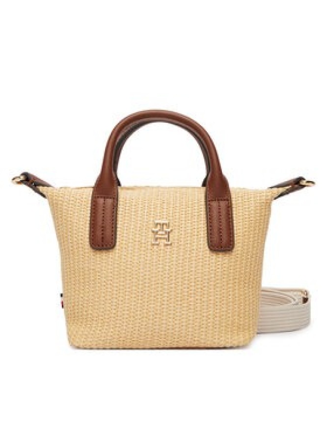 Tommy Hilfiger Torebka Popette Micro Tote Raffia AW0AW18526 Beżowy