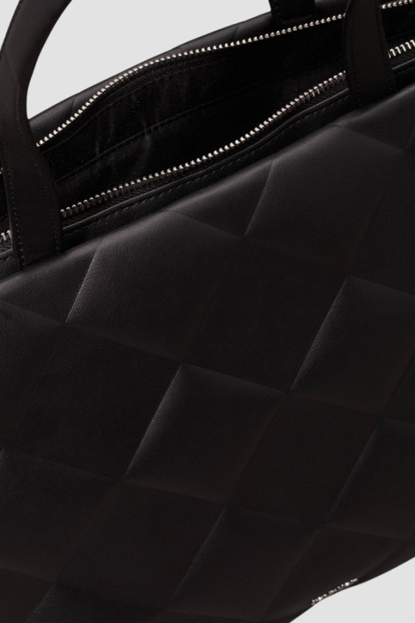 CALVIN KLEIN Czarna shopperka damska w tłoczone romby