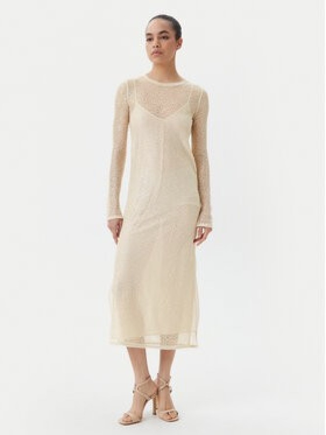 PINKO Sukienka koktajlowa 104709 A2EX Beżowy Regular Fit