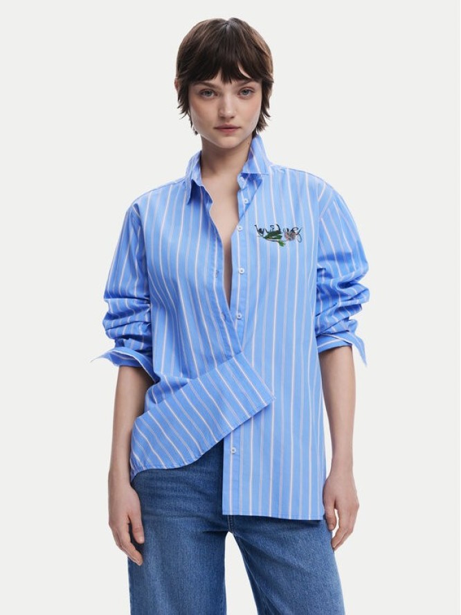 Desigual Koszula Dont Do It 25SWCW16 Niebieski Loose Fit