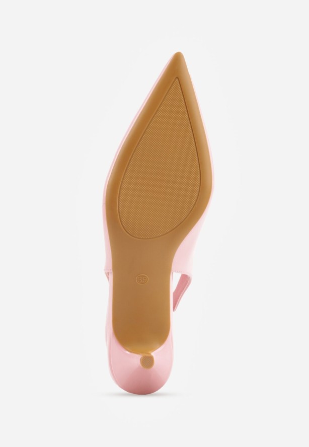 Różowe Lakierowane Czółenka Slingback Vices na Obcasie Typu Kaczuszka Sonilitia