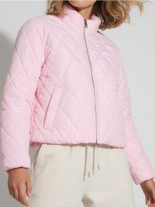 Pikowana kurtka ze stójką - różowy