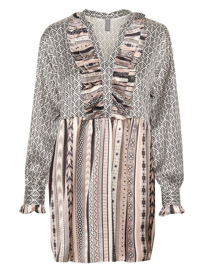 CULTURE Tunika w kolorze jasnoróżowo-czarno-białym rozmiar: L/XL