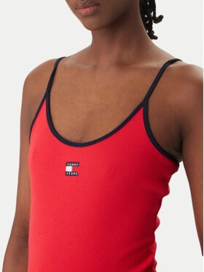 Tommy Jeans Top DW0DW22261 Czerwony Slim Fit