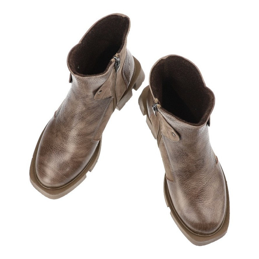 Beżowe Botki Armodo Stylowe Obuwie Damskie Zapisane Na Suwak