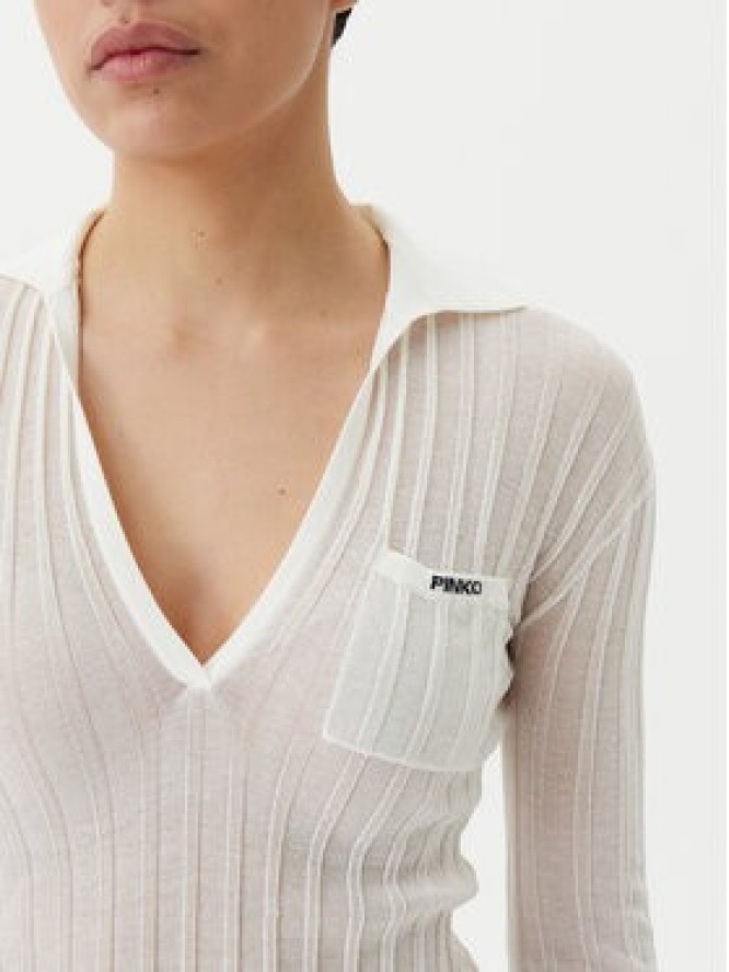 PINKO Bluzka Rex Ford Polo 105151 A2LS Biały Slim Fit