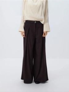 Spodnie z szerokimi nogawkami - ciemnobrązowy