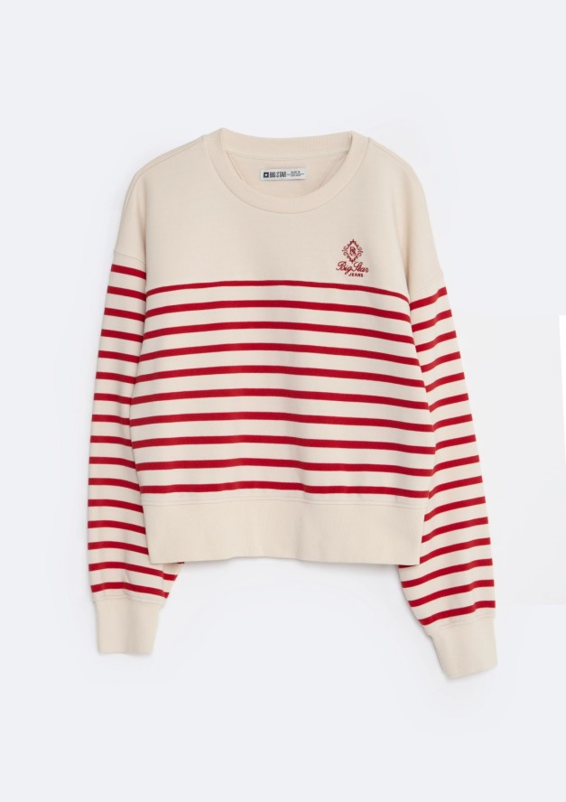 Bluza damska bawełniana w paski kremowa Rosa 103