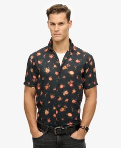 superdry Koszula krótki rękaw z nadrukiem – Abstract Floral Red, 100% modal