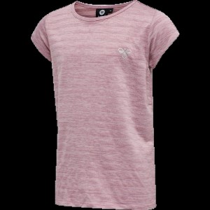 hummel hmlDAKOTA T-SHIRT S/S — w paski z melanżowym efektem – HEATHER ROSE