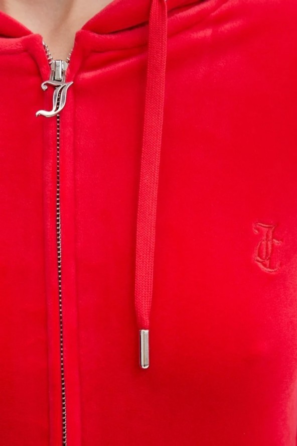 JUICY COUTURE Czerwona bluza damska Robertson Hoodie, Rozmiar L