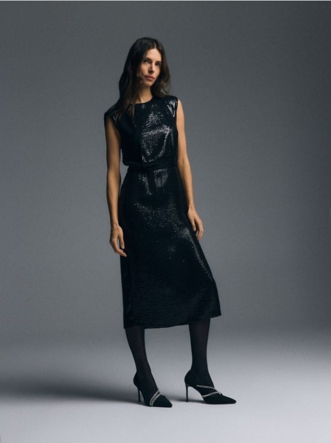 Sukienka midi z cekinami - czarny
