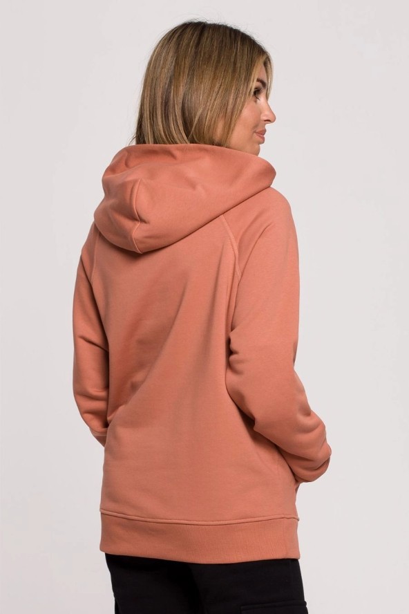 Bluza z kapturem kangurek ceglasta bawełna premium