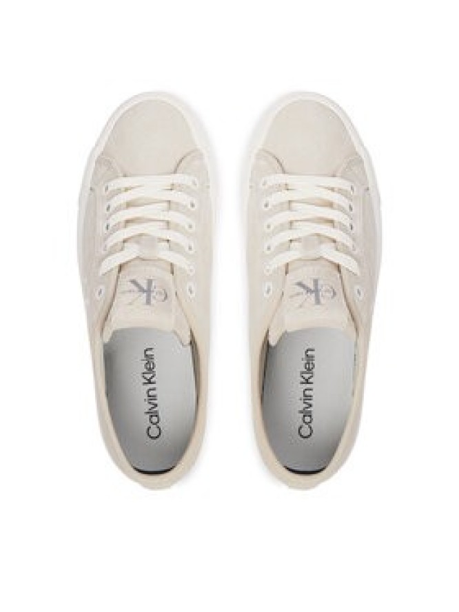 Calvin Klein Sneakersy Vulc Flatf Laceup Suede HW0HW03088 Beżowy