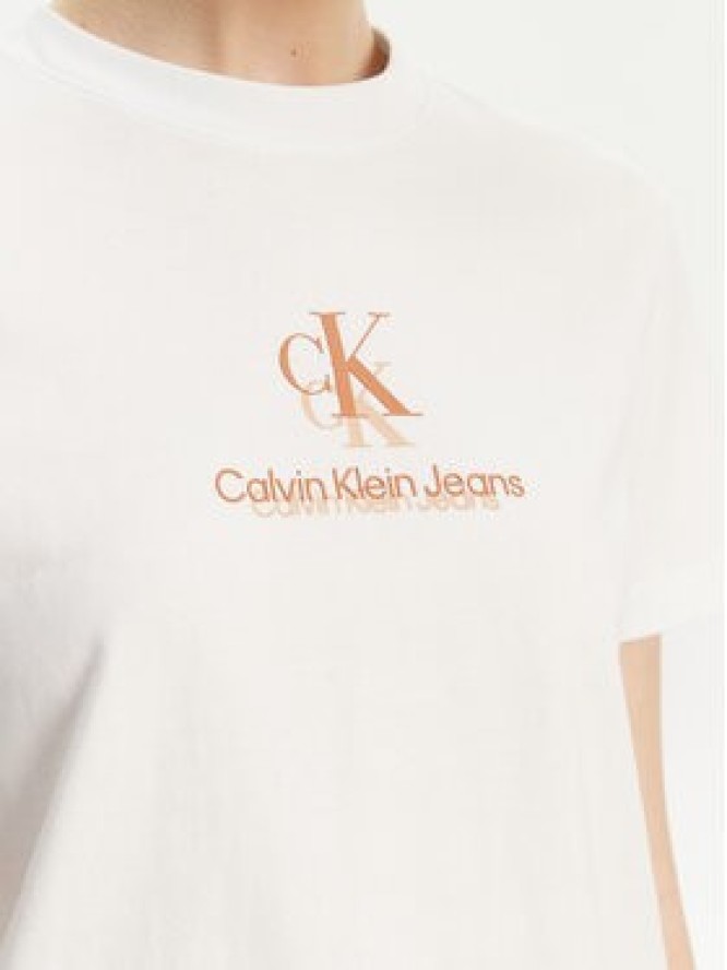 Calvin Klein Jeans T-Shirt Shadow Graphic J20J225545 Biały Regular Fit