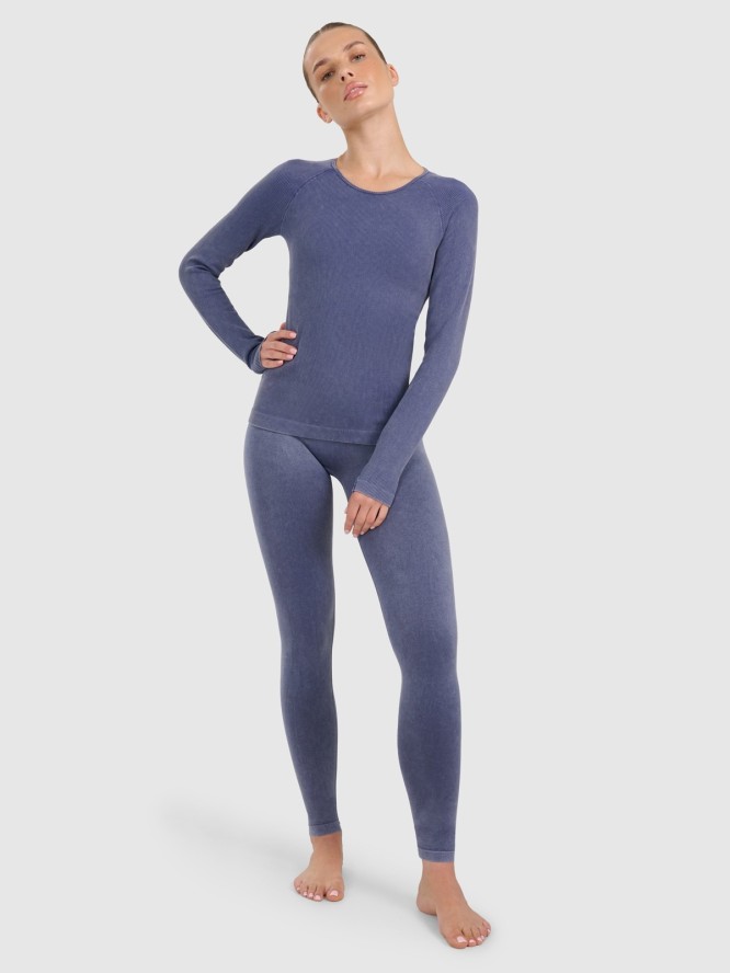 4F Longsleeve slim do jogi i pilatesu szybkoschnący damski - granatowy M/L