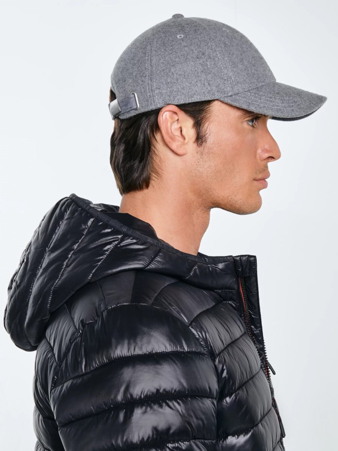 Czapka z daszkiem wełniana szara Lano 902