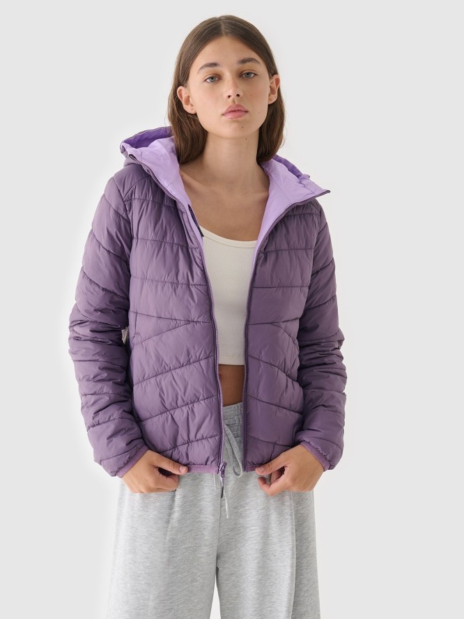 4F Kurtka puchowa dwustronna z wypełnieniem PrimaLoft damska - fioletowa XS
