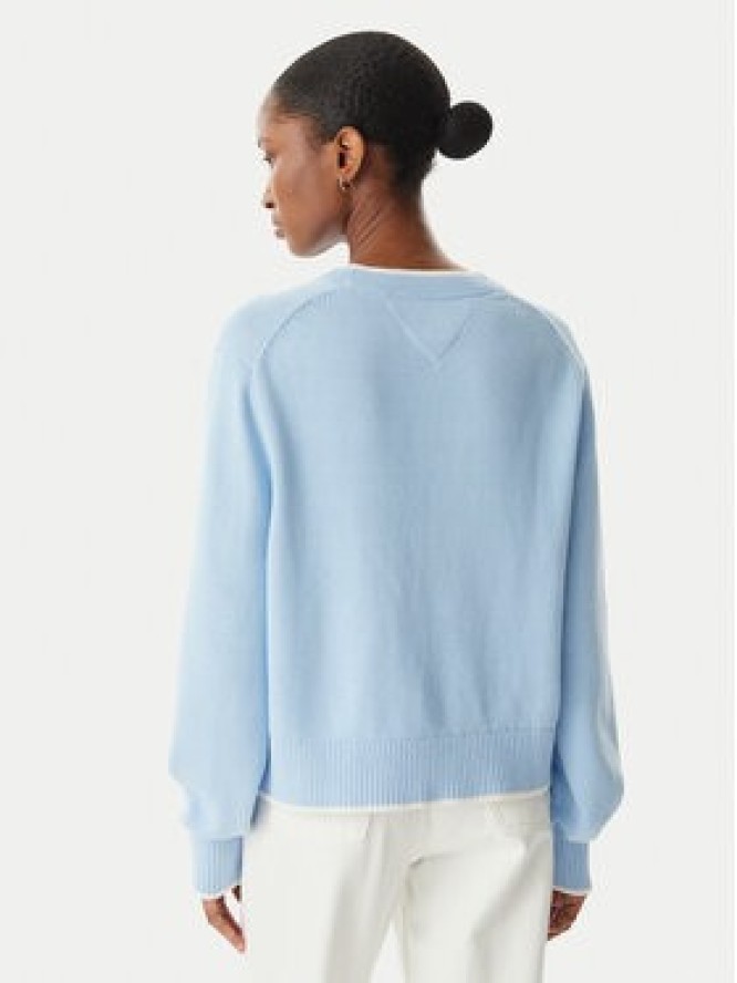 Tommy Jeans Sweter Intarsia Flag Badge DW0DW22316 Niebieski jasny Relaxed Fit