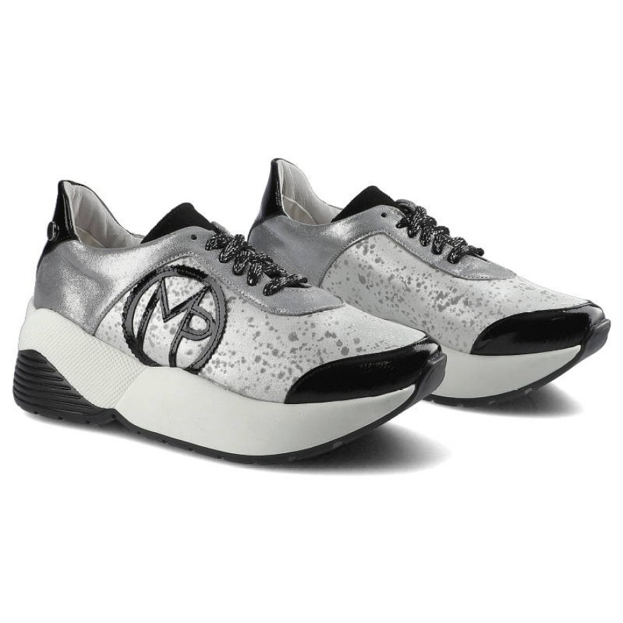 Srebrne Sneakersy Massimo Poli Damskie Modne Buty