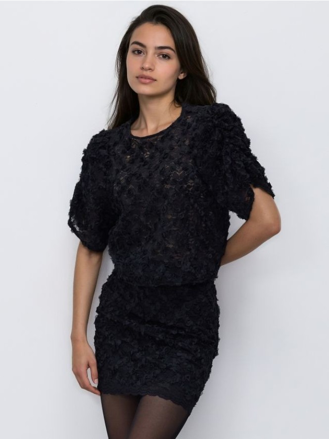 Bluzka z aplikacjami - czarny