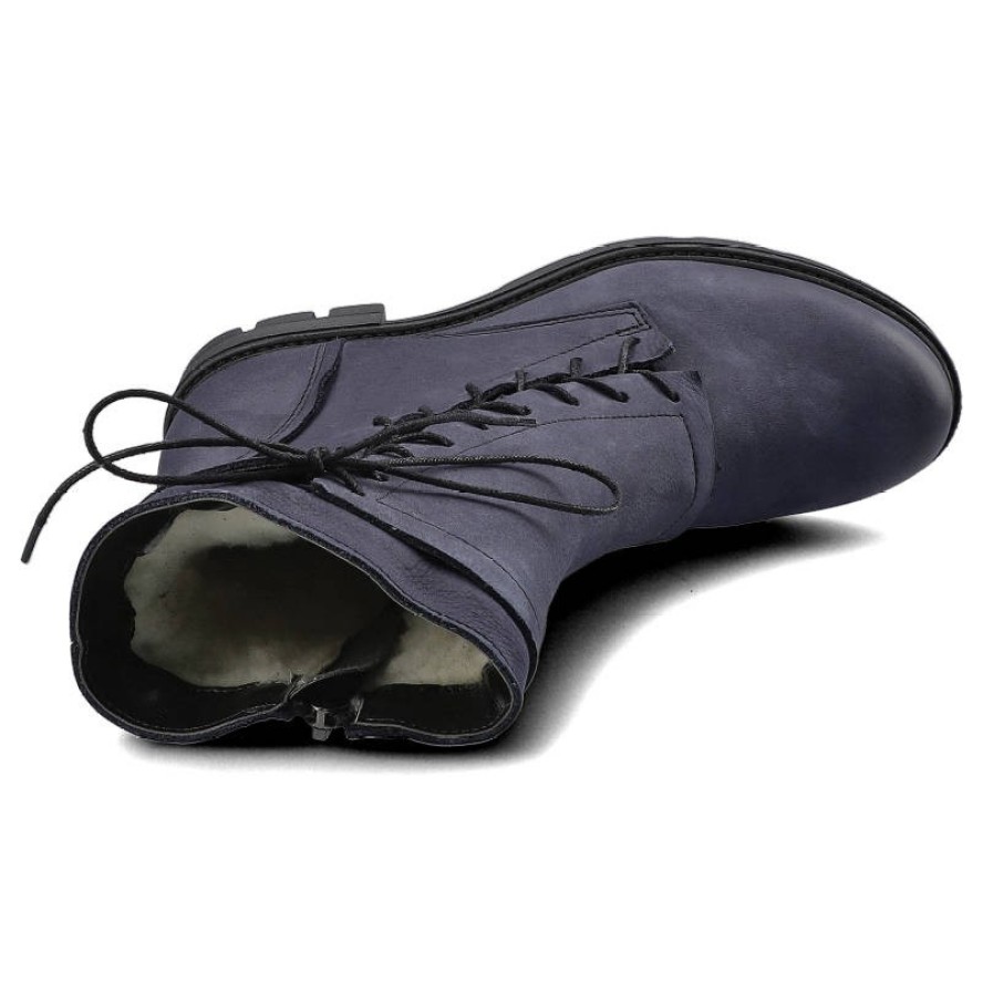 Granatowe Botki Pollonus Damskie Wygodne Buty