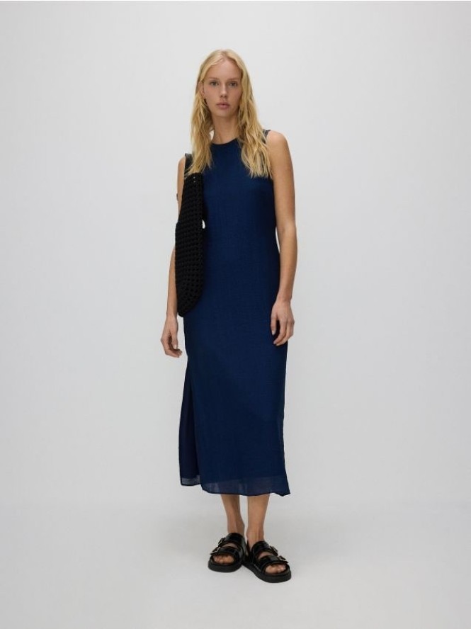 Sukienka z wiskozą - granatowy