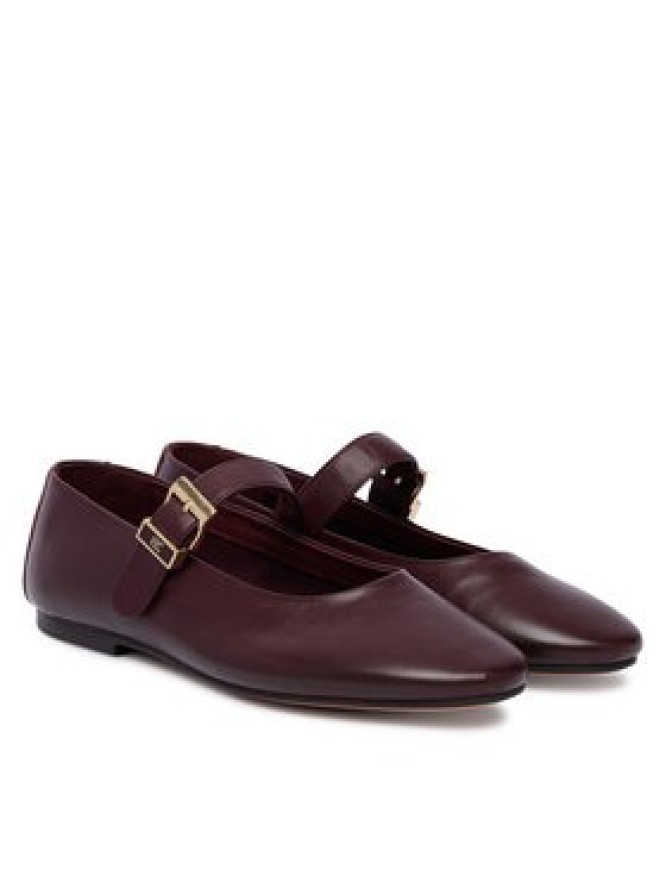 Tommy Hilfiger Baleriny Buckle Leather Ballerina FW0FW09684 Brązowy