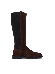 Tommy Hilfiger Kozaki Enamel Flag Suede High Chelsea FW0FW09574 Brązowy ciemny