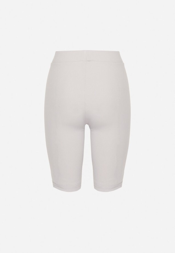 Jasnoszare Szorty Kolarki z Prążkowanego Materiału Adrase