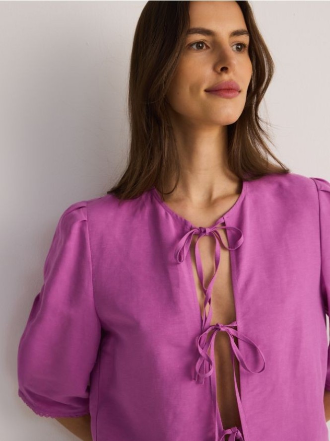 Bluzka z lnem - fioletowy