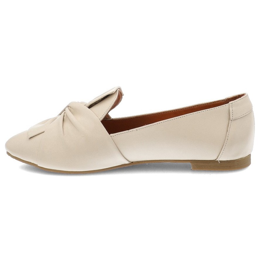 Beżowe Baleriny Ravini Eleganckie Obuwie Damskie