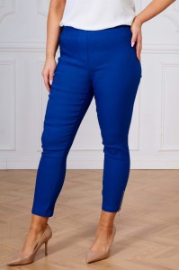 Szafirowe spodnie chinosy Nina z zamkami 7/8 PLUS SIZE XXL WIOSNA