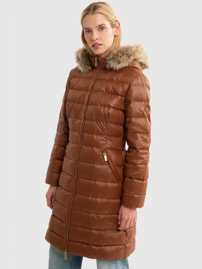 Płaszcz damski puchowy pikowany brązowy Rosabel 804