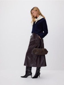 Spódnica z imitacji skóry - bordowy