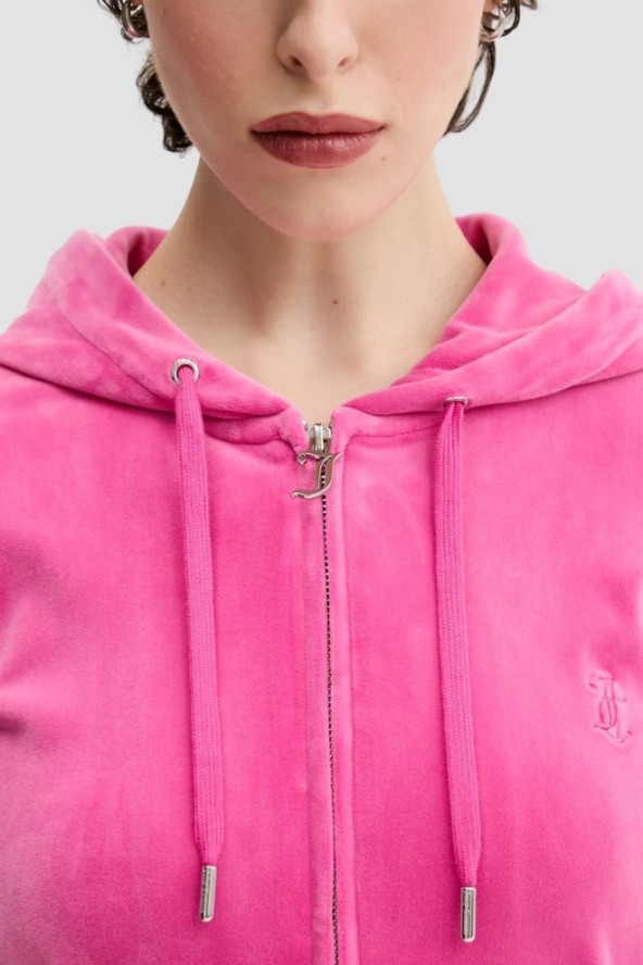 JUICY COUTURE Różowa bluza damska Robertson Hoodie, Rozmiar L