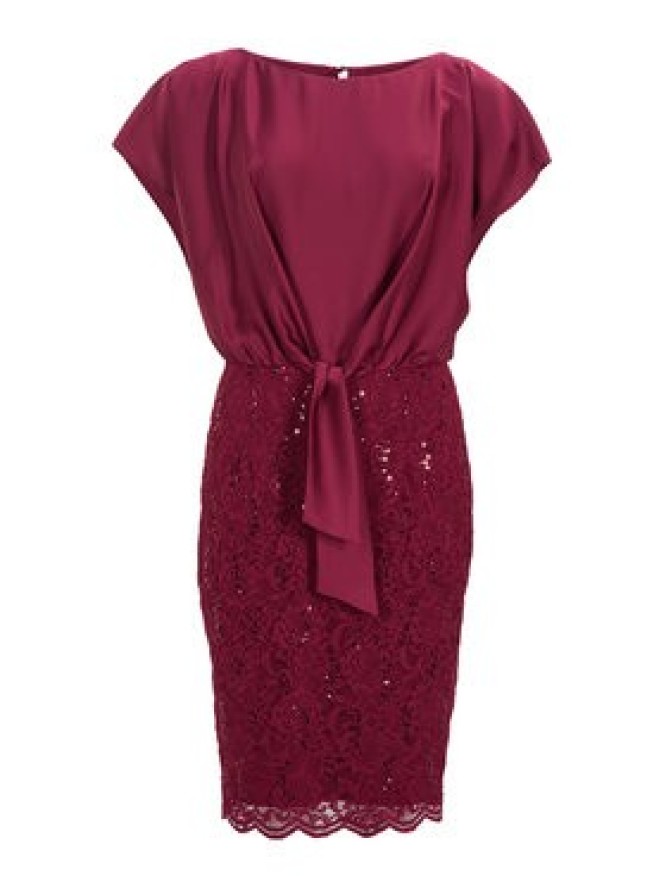 Swing Sukienka koktajlowa 5AI10900 Bordowy Regular Fit