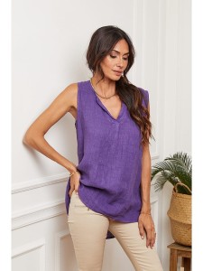 Fleur de Lin Lniany top "Harley" w kolorze fioletowym rozmiar: M