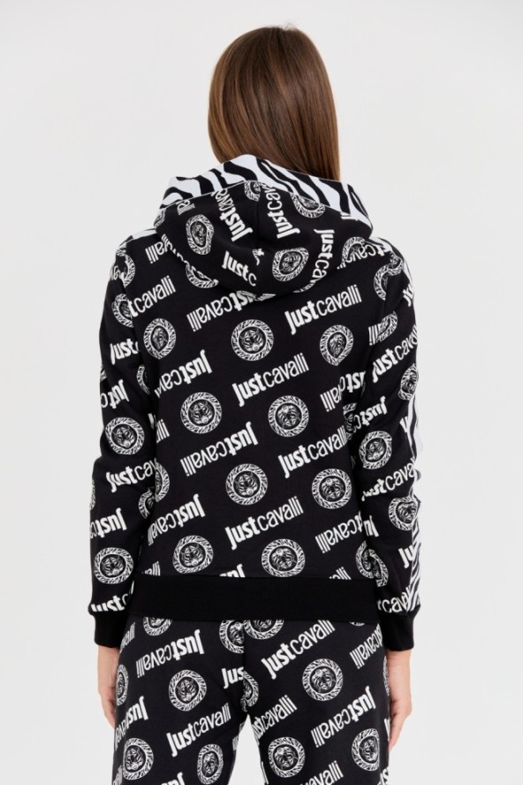 JUST CAVALLI Czarna damska bluza Logo Tigre, Rozmiar M