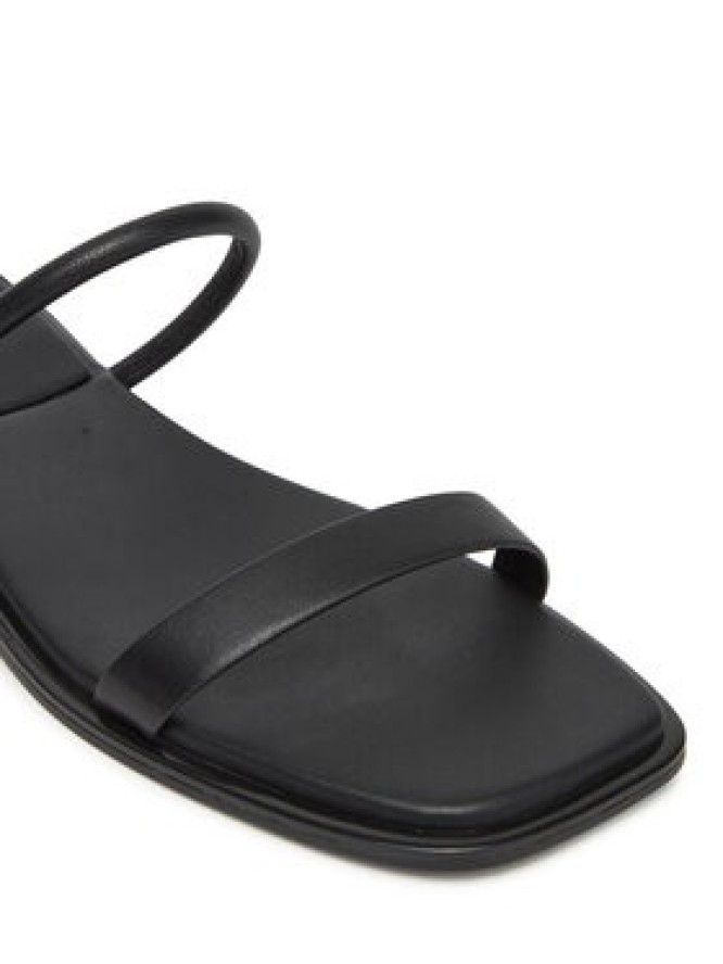 Calvin Klein Klapki Flat Sandal Squared 2-Bar Lth HW0HW02532 Czarny