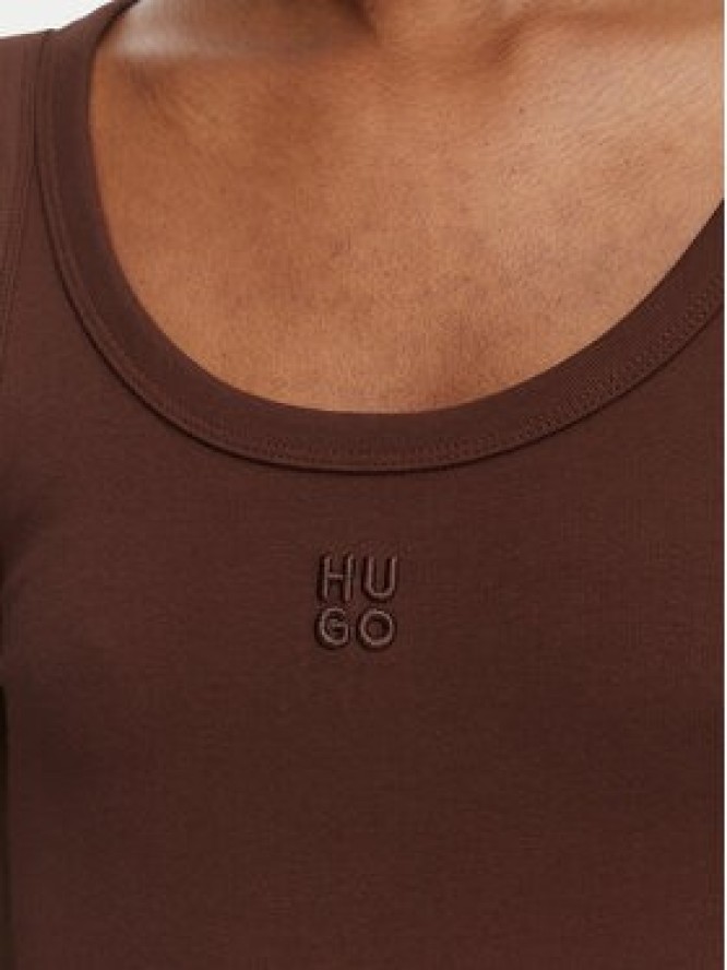 HUGO Top Datamia 50514489 Brązowy Slim Fit