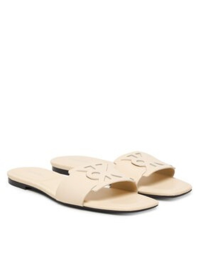 Calvin Klein Klapki Square Flat Sandal Emblem HW0HW03128 Żółty